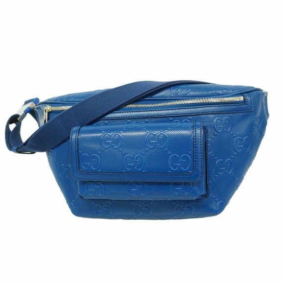 Gucci Other - Gucci GG Embossed Body Bag 645093 Leather Blue Men's